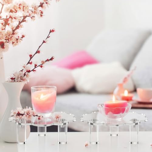 4 Pcs Scalloped Acrylic Risers Display, Clear Cake Stand in transparent, alternate view 6