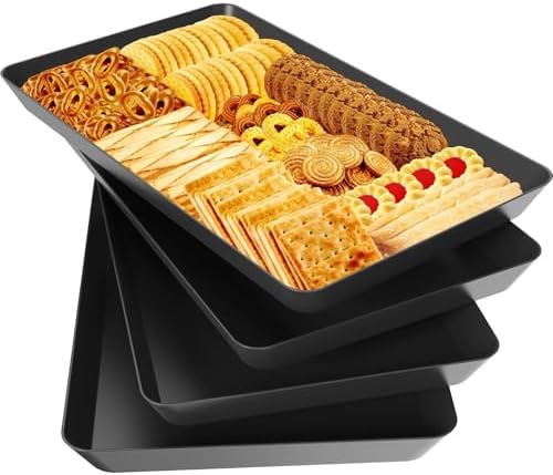 4 pcs Serving Tray for Entertaining, Serving Platters for Snacks, Fruit, Cookies, Dessert, Reusable Plastic