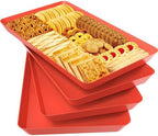 4 pcs Serving Tray for Entertaining, Serving Platters for Snacks, Fruit, Cookies, Dessert, Reusable Plastic