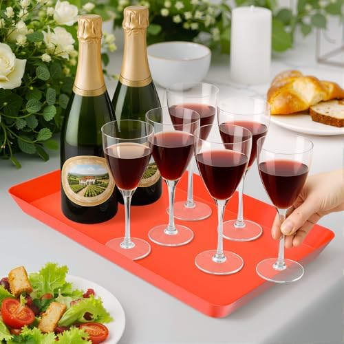 4 pcs Serving Tray for Entertaining, Serving Platters for Snacks, Fruit, Cookies, Dessert, Reusable Plastic, alternate view 6