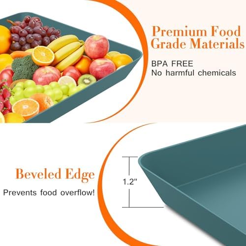 4 pcs Serving Tray for Entertaining, Serving Platters for Snacks, Fruit, Cookies, Dessert, Reusable Plastic, alternate view 4
