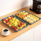 4 pcs Serving Tray for Entertaining, Serving Platters for Snacks, Fruit, Cookies, Dessert, Reusable Plastic, alternate view 6
