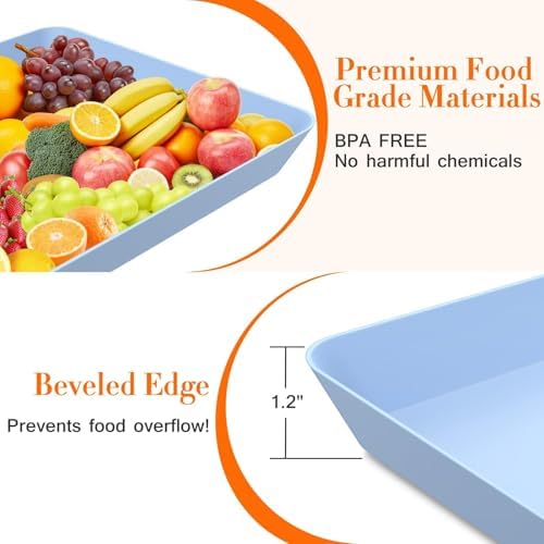 4 pcs Serving Tray for Entertaining, Serving Platters for Snacks, Fruit, Cookies, Dessert, Reusable Plastic, alternate view 4