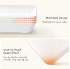4 Pcs Serving Tray for Party, Reusable Plastic Food Serving Platter in 13.5" x 9.5" x 1.3" in White, alternate view 6