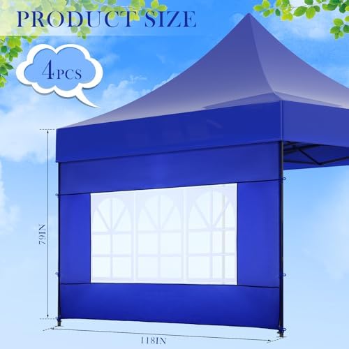 4 Pcs Sidewall for 10x10 Canopy Sidewall with Window Wall, Blue in Blue, alternate view 3