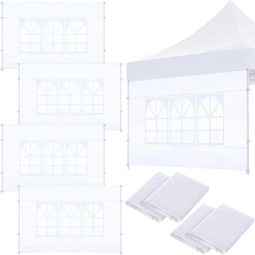 4 Pcs Sidewall for 10x10 Canopy Sidewall with Window Wall, White in White