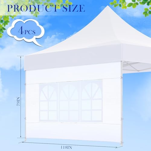 4 Pcs Sidewall for 10x10 Canopy Sidewall with Window Wall, White in White, alternate view 3