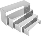 4 Pcs Silver Stainless Steel Display Risers, Display Stand for Display Cupcake Dessert Perfume Purse Handbag, alternate view