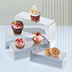 4 Pcs Silver Stainless Steel Display Risers, Display Stand for Display Cupcake Dessert Perfume Purse Handbag, alternate view