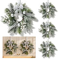 4 PCS Small Christmas Pine Kitchen Cabinet Wreaths for Front Door with Bow