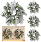 4 PCS Small Christmas Pine Kitchen Cabinet Wreaths for Front Door with Bow