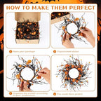 4 PCS Small Halloween Wreaths Halloween Kitchen Cabinet Bow Decor, alternate view 6