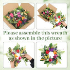 4 PCS Spring Lavender Tulips Hanging Wreaths for Kitchen Cabinets Artificial Small Floral Wreaths for Front Door, alternate