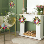 4 PCS Spring Lavender Tulips Hanging Wreaths for Kitchen Cabinets Artificial Small Floral Wreaths for Front Door, alternate