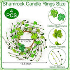 4 Pcs St Patricks Day Decorations 11.8 Inch Small Shamrock Wreath Mini St Patricks Wreaths with Green Berried, alternate view