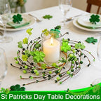 4 Pcs St Patricks Day Decorations 11.8 Inch Small Shamrock Wreath Mini St Patricks Wreaths with Green Berried, alternate view
