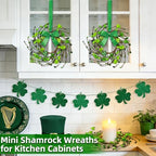 4 Pcs St Patricks Day Decorations 11.8 Inch Small Shamrock Wreath Mini St Patricks Wreaths with Green Berried, alternate view