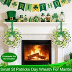 4 Pcs St Patricks Day Decorations 11.8 Inch Small Shamrock Wreath Mini St Patricks Wreaths with Green Berried, alternate view