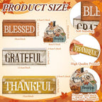 4 Pcs Stacked Pumpkin Block Signs, Fall Thanksgiving Decor, alternate view 3