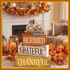 4 Pcs Stacked Pumpkin Block Signs, Fall Thanksgiving Decor, alternate view 4