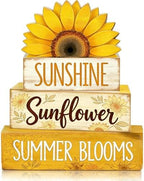 4 Pcs Sunflower Decor Faux Book Stack Blocks Farmhouse Tiered Tray Decor Summer Decorations for Home Kitchen