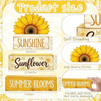 4 Pcs Sunflower Decor Faux Book Stack Blocks Farmhouse Tiered Tray Decor Summer Decorations for Home Kitchen, alternate view