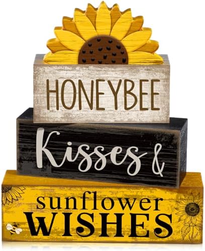 4 Pcs Sunflower Table Decor Farmhouse Summer Tiered Tray Decor
