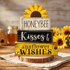 4 Pcs Sunflower Table Decor Farmhouse Summer Tiered Tray Decor, alternate view 2