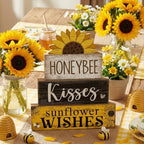 4 Pcs Sunflower Table Decor Farmhouse Summer Tiered Tray Decor, alternate view 5