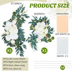 4 Pcs Wedding Arch Flowers and Drape Kit Include 2 Artificial Floral Swag and 2 White Chiffon Drapes, Faux, alternate view 2