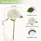 4 Pcs White Hydrangea Artificial Flowers Realistic Real Touch Latex Flower in 4 White, alternate view 3