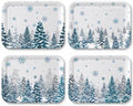 4 Pcs Winter Holiday Serving Trays Xmas Melamine Platters in 12.99 x 9.65 x 0.71 inch in White
