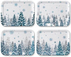 4 Pcs Winter Holiday Serving Trays Xmas Melamine Platters in 12.99 x 9.65 x 0.71 inch in White