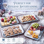 4 Pcs Winter Holiday Serving Trays Xmas Melamine Platters in 12.99 x 9.65 x 0.71 inch in White, alternate view 5