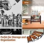 4 Pcs Wood Risers Display Stand, Solid Wood and Metal Cupcake Holder in Brown, alternate view 5