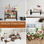 4 Pcs Wood Risers Display Stand, Solid Wood and Metal Cupcake Holder in Brown, alternate view 6