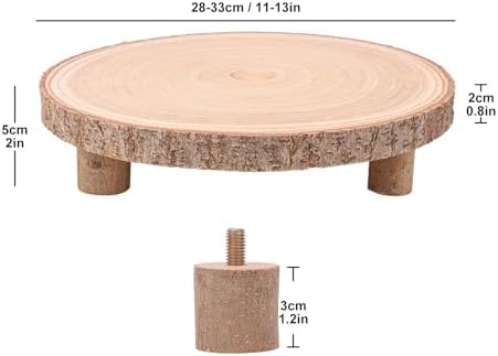 4 PCS Wood Slice with Legs, 11-13 Inch Rustic Wood Cake Stand, Ideal for Weddings Table Centerpieces, Parties, alternate view