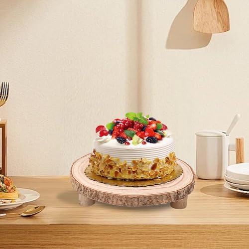 4 PCS Wood Slice with Legs, 11-13 Inch Rustic Wood Cake Stand, Ideal for Weddings Table Centerpieces, Parties, alternate view