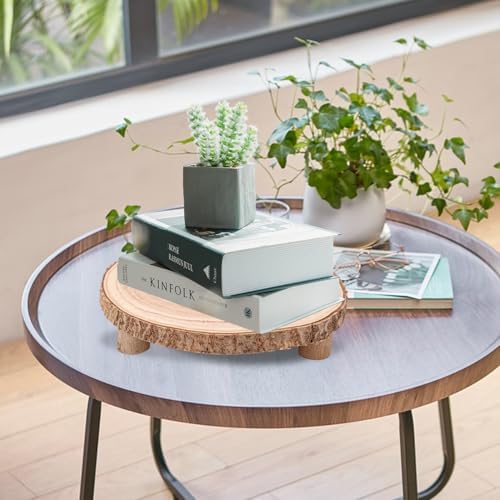 4 PCS Wood Slice with Legs, 11-13 Inch Rustic Wood Cake Stand, Ideal for Weddings Table Centerpieces, Parties, alternate view