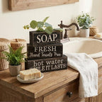 4 Pcs Wooden Bathroom Block Signs, Farmhouse Shelf Decor, alternate view 2