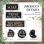 4 Pcs Wooden Bathroom Block Signs, Farmhouse Shelf Decor, alternate view 4