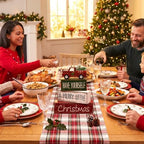 4 Pcs Wooden Christmas Tabletop Decor Red Truck Tiered Tray Decor Christmas Centerpiece Decorative Red Truck, alternate view