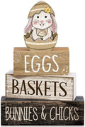 4 Pcs Wooden Farmhouse Tiered Tray Decor Rabbit Egg Signs