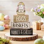 4 Pcs Wooden Farmhouse Tiered Tray Decor Rabbit Egg Signs, alternate view 2