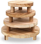 4 Pcs Wooden Risers Display Stands 5", 6", 7", 8", Brown in wood