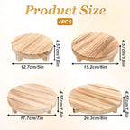 4 Pcs Wooden Risers Display Stands 5", 6", 7", 8", Brown in wood, alternate view 2