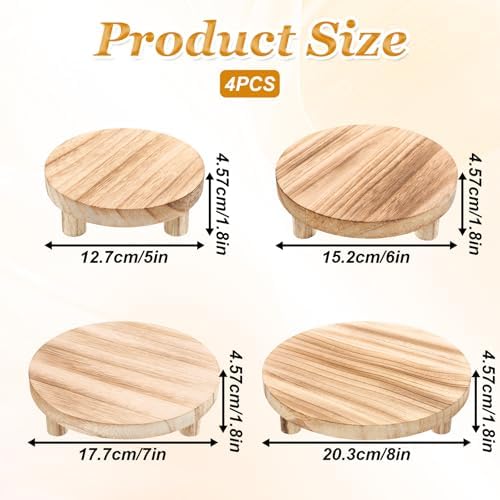 4 Pcs Wooden Risers Display Stands 5", 6", 7", 8", Brown in wood, alternate view 2
