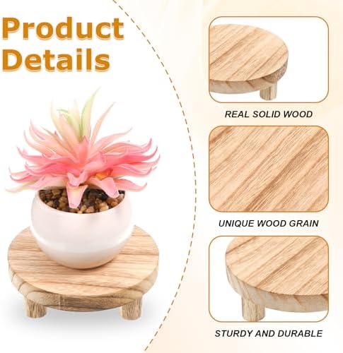 4 Pcs Wooden Risers Display Stands 5", 6", 7", 8", Brown in wood, alternate view 3