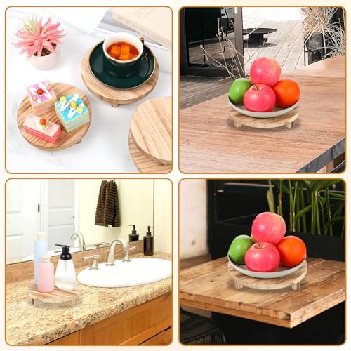 4 Pcs Wooden Risers Display Stands 5", 6", 7", 8", Brown in wood, alternate view 7