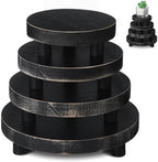 4 Pcs Wooden Risers for Display Wood Pedestal Stand, Black in Black
